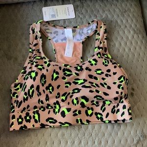 Fabletics On the Go Leopard Sports Bra Large